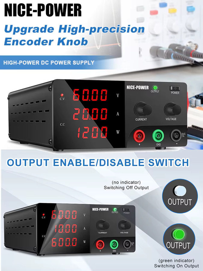 Nice-power Labornetzteil DC Einstellbar für Batterieladung und Reparatur 60V 20A 48V 900W - Bild 6
