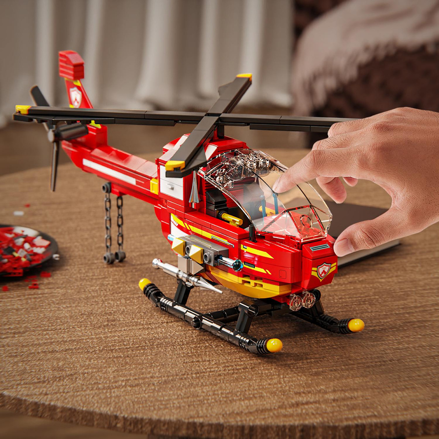 Yiran toy Rotes Löschflugzeug Bausteine Set 424 Teile - Bild 5