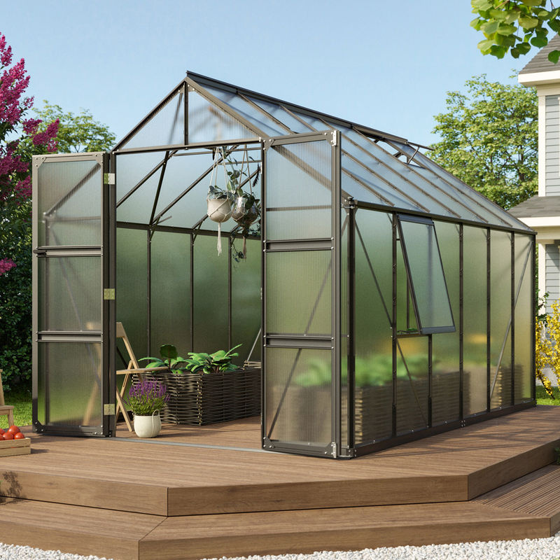 Vitavia Gewächshaus Olymp 9900 Schwarz mit Polycarbonat-Platten und Fundamentrahmen, 9,9 m² - Bild 2