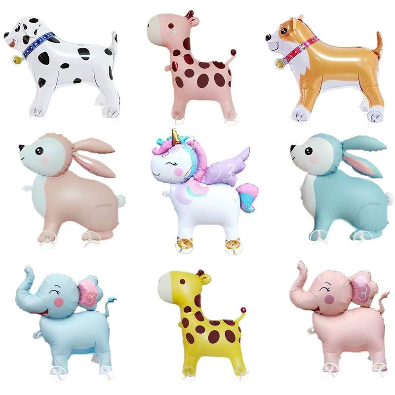 Eelhoe 4D Cartoon Leuchtfolienballons mit Rädern für Kindergeburtstage und Babypartys, Motiv Katze Hund Elefant, Mehrfarbig - Bild 2