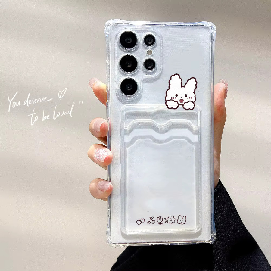 Silikon Handyhülle mit Kartenfach für Samsung Galaxy S25 Ultra, S24, S23, S22, A56 5G, A55, A54, A53, A52, FE in Transparent - Bild 2