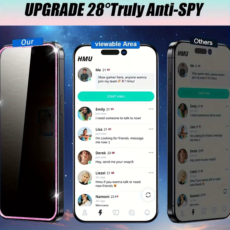 NNBILI 2 Stück Regenbogen Displayschutzfolie aus gehärtetem Glas mit rosa Rahmen für iPhone 17 Pro Max, iPhone 16, iPhone 15 und iPhone 14 Pro Max in Pink - Bild 2