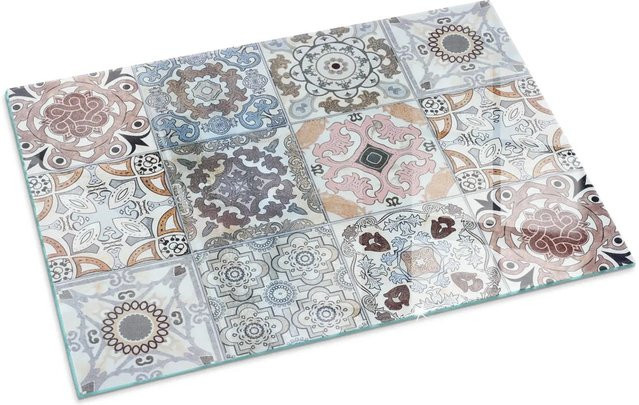 Tulup Glasplatte für Kamin mit Mosaikmuster in Grau, B/T: 100 x 70 cm - Bild 1