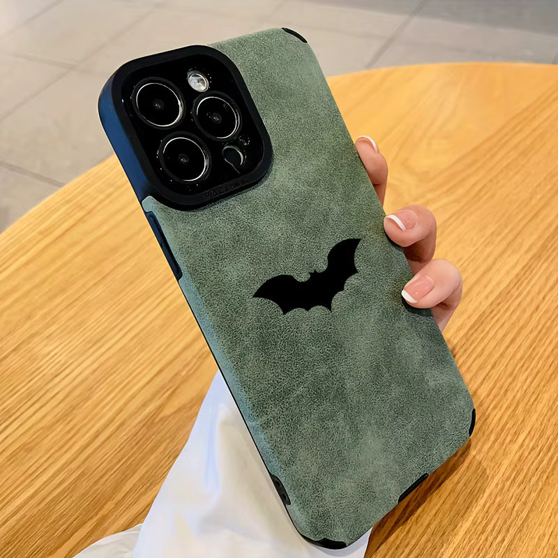 Schwarze sturzsichere Handyhülle mit minimalistischem Fledermaus-Logo-Muster passend für Apple iPhone 17 16 15 14 13 12 11 Pro Max Plus - Bild 3