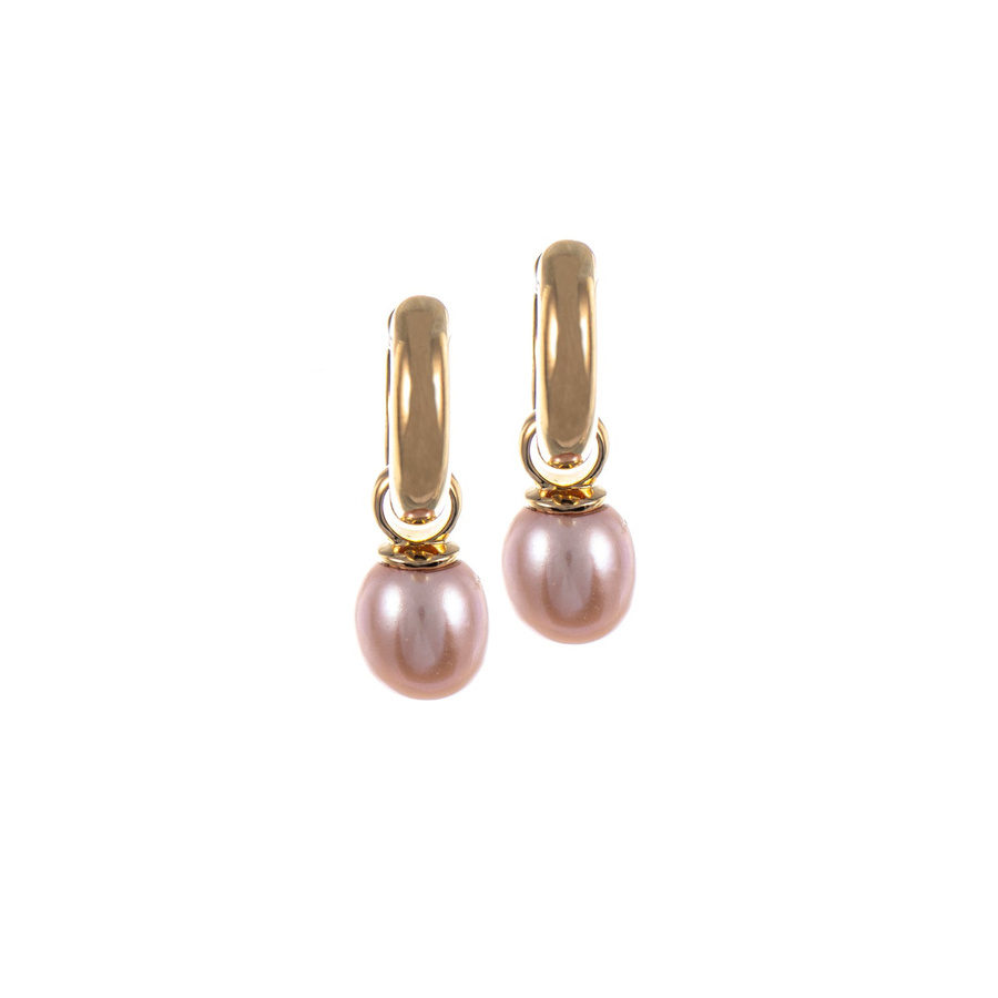 Ohrringe 925 Silber vergoldet, Perle, Unisex - Bild 1