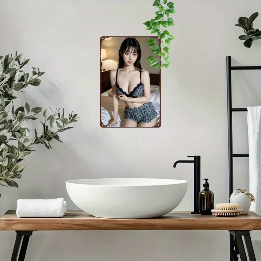HELLOYOUNG Retro Anime Girl Metallschild Vintage Wandkunst Illustration, Mehrfarbig, Breite: 20,3 cm, Höhe: 30,5 cm - Bild 2