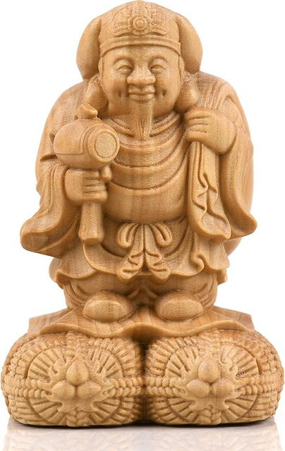 Hanlou Buddha-Statue Daikokuten Kunstskulptur aus Holz, Höhe: 6 cm, Breite: 3,5 cm, Tiefe: 3 cm - Bild 1