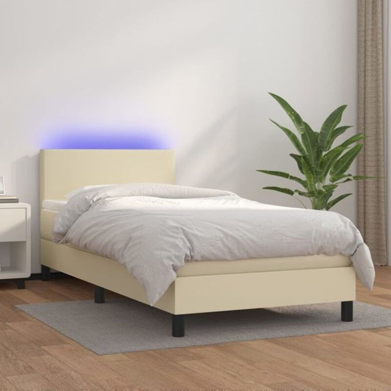 vidaxl Boxspringbett mit Matratze in Beige aus Kunstleder und Massivholz, B/T/H: 200 x 80 x 78 cm - Bild 1