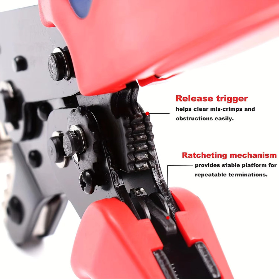 SN-58B Draht-Ratschen-Crimpzange für Dupont Jumper Wire Terminals, Rot, 0,25–1,5 mm2 AWG23–16 - Bild 2