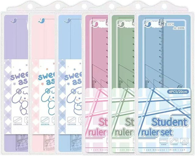 Multifunktionales 1-teiliges Testmessset als Halbkreis-Messwerkzeug aus transparentem Kunststoff in Pink für die Schule - Bild 1