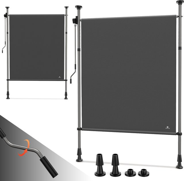 Strattore Ausziehbare Klemmmarkise Senkrechtmarkise höhenverstellbar Anthrazit B/H: 200 x 310 cm - Bild 1