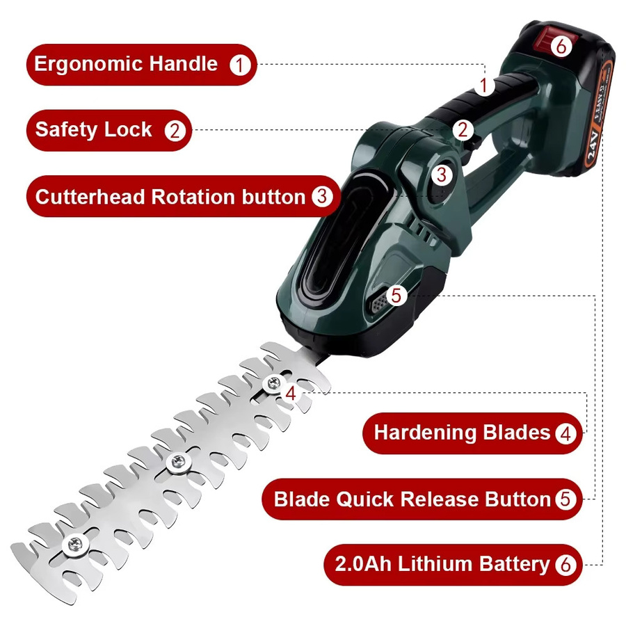 2-in-1 Akku-Heckenschere und Strauchschere für Makita 18V LXT Akkus, 20000 U/min, Grün - Bild 3
