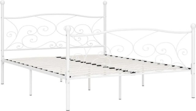 vidaXL Bettgestell mit Lattenrost aus Metall und Holz in Weiß, B/T/H: 180 x 200 x 105 cm (Breite: 180 cm, Tiefe: 200 cm, Höhe: 105 cm) - Bild 1