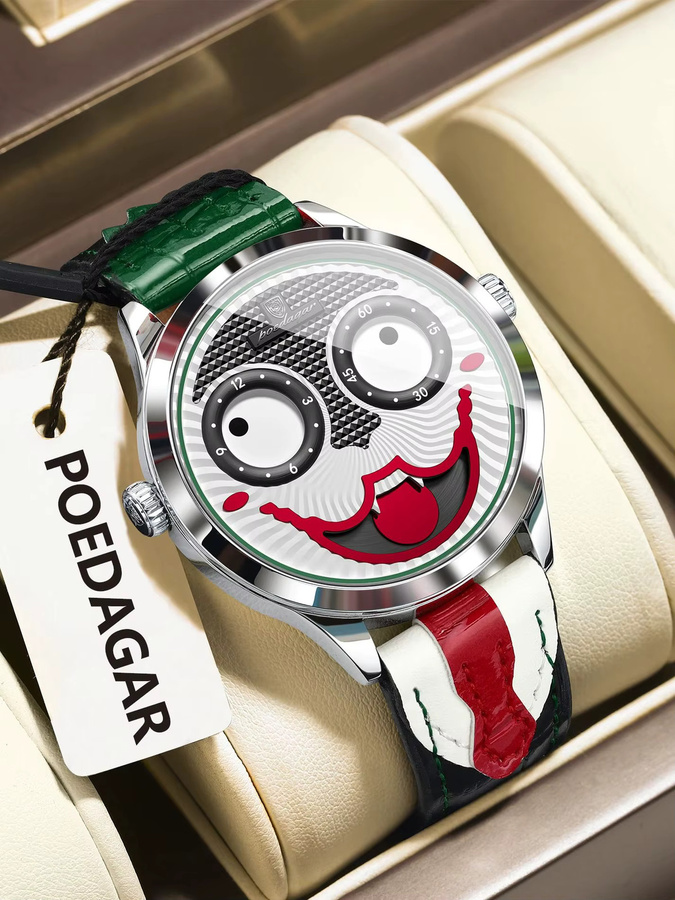 POEDAGAR Armbanduhr, Quarz, Leder, Silber, Edelstahl, Herren - Bild 7