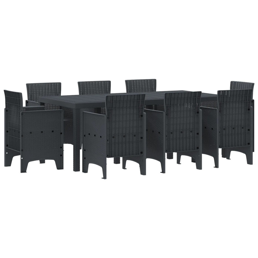 vidaXL 9-teiliges Garten Essset aus Poly Rattan in Anthrazit - Bild 2