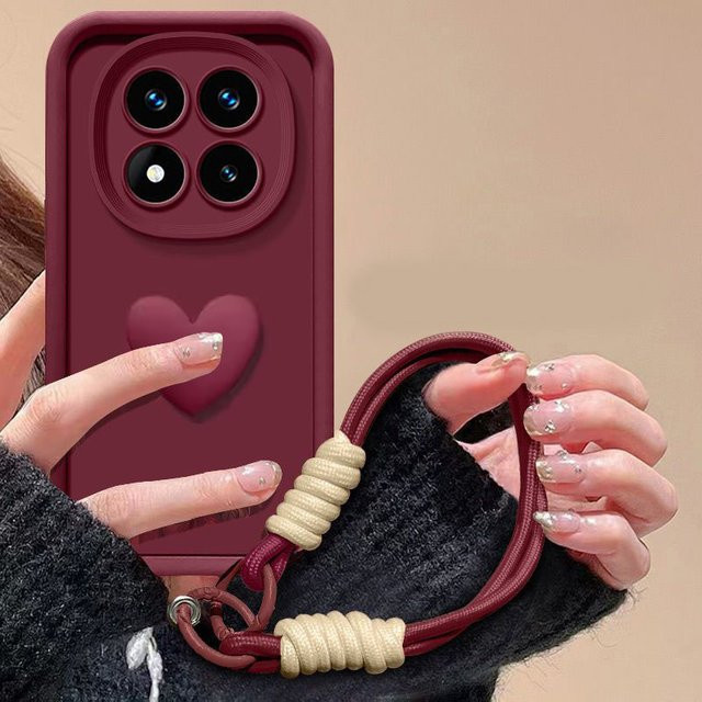 Stoßfeste Silikon-Handyhülle mit Trageriemen für Xiaomi Redmi Note 15 Pro Plus 15C 4G 5G und POCO X8 X7 X6 X5 X3 NFC Pro in Schwarz - Bild 1