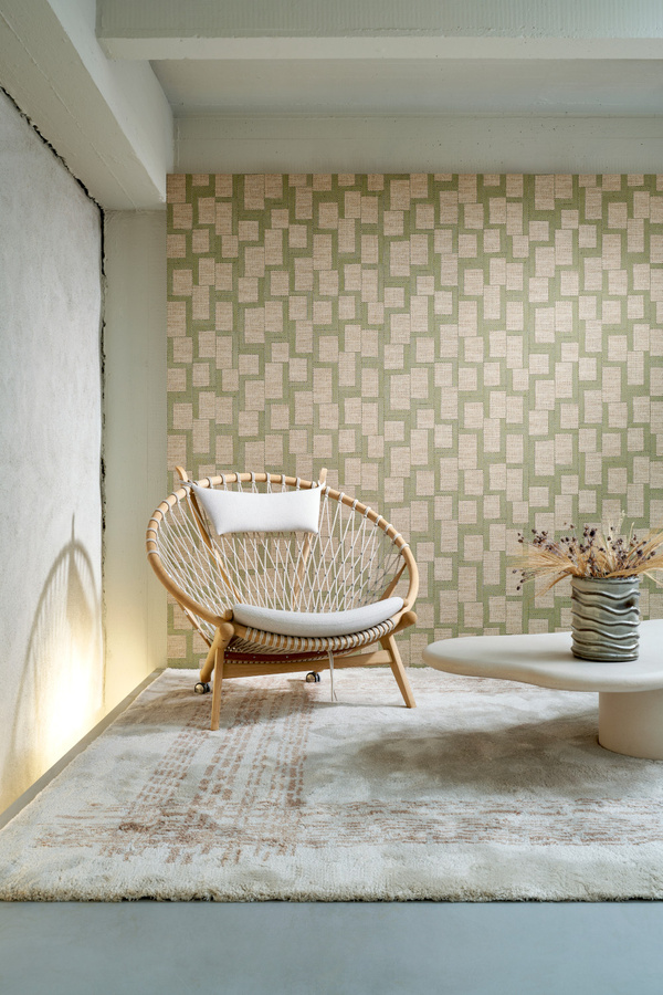 Essentials Wallpaper Esparto Africano von Arte in Olive Green, Vlies Tapete mit ethnischem und geometrischem Muster - Bild 1
