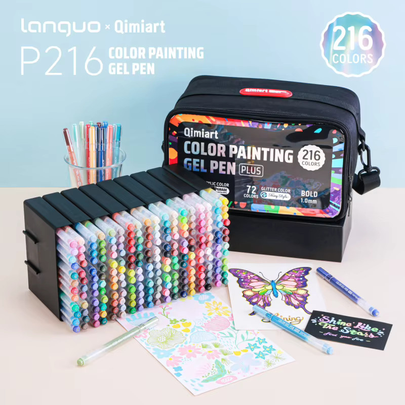 Kolorowys Acryl-Gelstifte und Glitzer-Gelstifte Set mit 216 Farben inklusive 144 Acrylfarben-Stiften und 72 speziellen Multi-Glitzer-Gelstiften in Multicolour - Bild 5