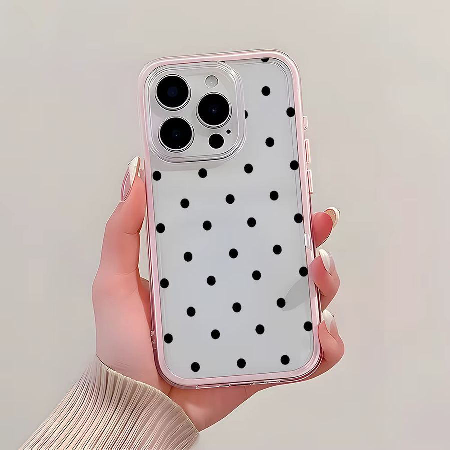 Apple iPhone Handyhülle mit Polka-Dot-Muster in Schwarz und Transparent mit Candy Color Akzenten als 2-in-1 Silikon Softcover - Bild 3