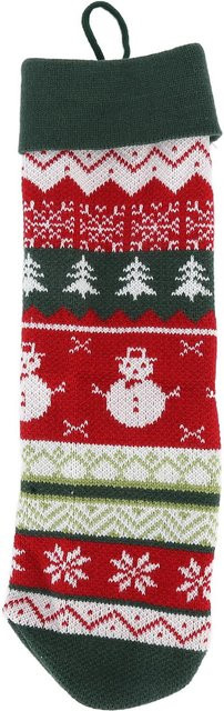 TOMTOP JMS Weihnachtsdeko für Kinder als Socken-Ornament mit Schneemann-Motiv in Rot und Grün - Bild 1