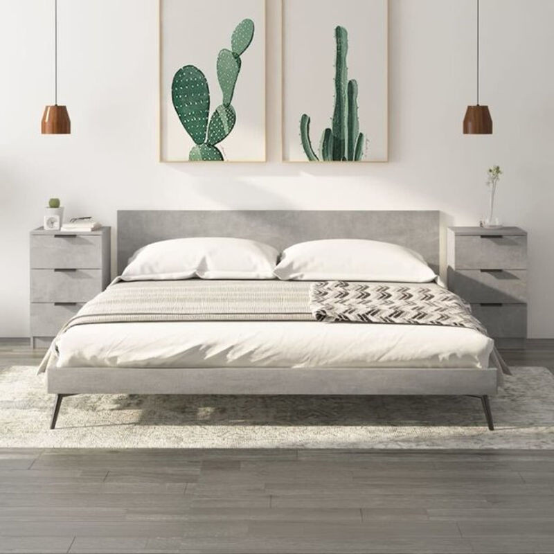 Vidaxl Set aus 2 modernen Nachttischen in Grau aus Beton und Holzwerkstoff, B/T/H: 40 x 36 x 65 cm - Bild 1