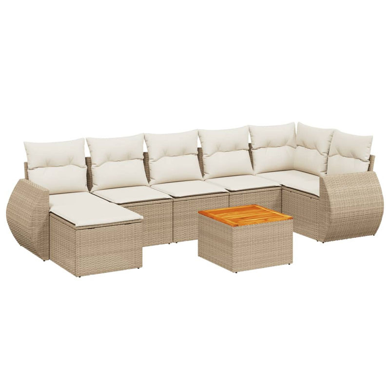 Vidaxl Gartenmöbel-Set aus Polyrattan mit Kissen, 8-teilig, Beige, Modernes Design - Bild 2