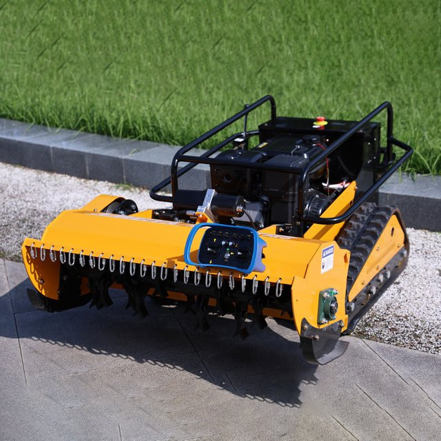 TONGZHONG Mini-Rotary Zero Turn Rasenmäher mit Fernbedienung und Raupenantrieb in Gelb - Bild 1