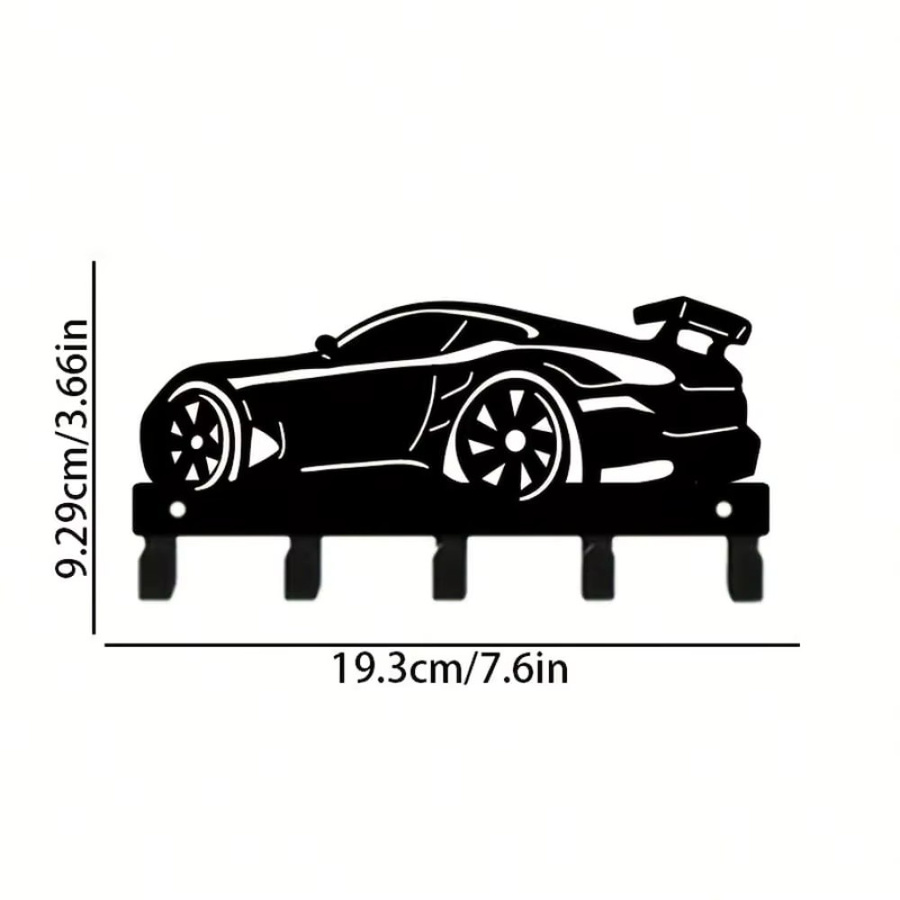 CIFBUY Multifunktionaler Metall-Schlüsselhalter im Autospoiler-Design, Wandmontierter Organizer für Küche, Garage oder Eingangsbereich, Schwarz oder Weiß - Bild 2