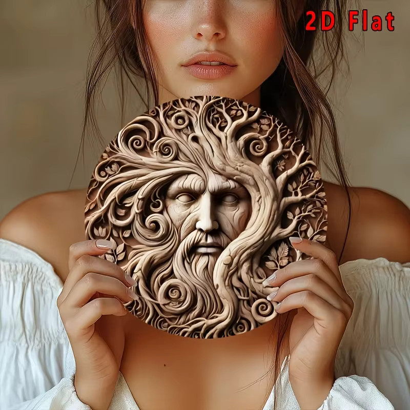 Rundes Wandschild aus Metall von Potdemiel im Boho-Stil mit Baumgeist-Design in Braun, Durchmesser: 20 cm - Bild 6