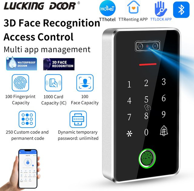 LUCKING DOOR Smart Lock mit Fingerabdruck- und Gesichtserkennung, Zugangskontrolltastatur, RFID-IC-Kartenleser und TTlock TTHotel TTRenting Unterstützung - Bild 1