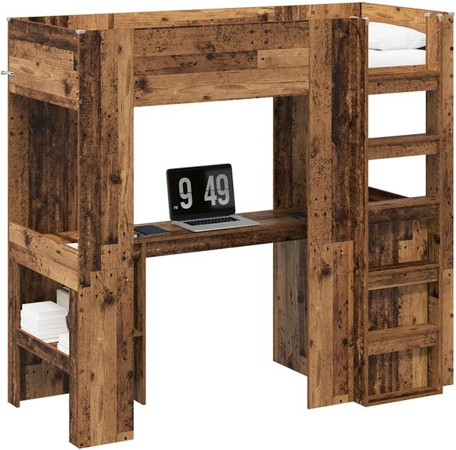 vidaXL Etagenbettgestell mit Schreibtisch Loft-Design in Braun, B/T/H: 75 x 190 x 175 cm - Bild 1