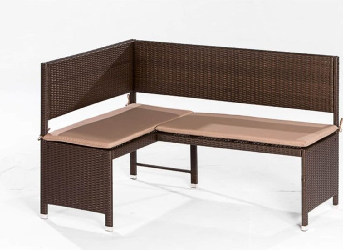 Merxx Eckbank aus Polyrattan und Stahl inklusive Sitzkissen in Braun und Beige - Bild 1