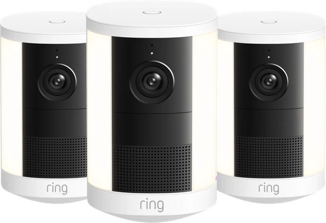 Ring Spotlight Kamera 2. Generation mit Stecker, Weiß, 3er-Pack - Bild 1