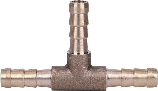 Meterk Messing T-Stück 3-Wege Schlauchverbinder für Kraftstoff, Öl, Gas und Druckluft, Farbe: Gold, Durchmesser: 12 mm - Bild 1