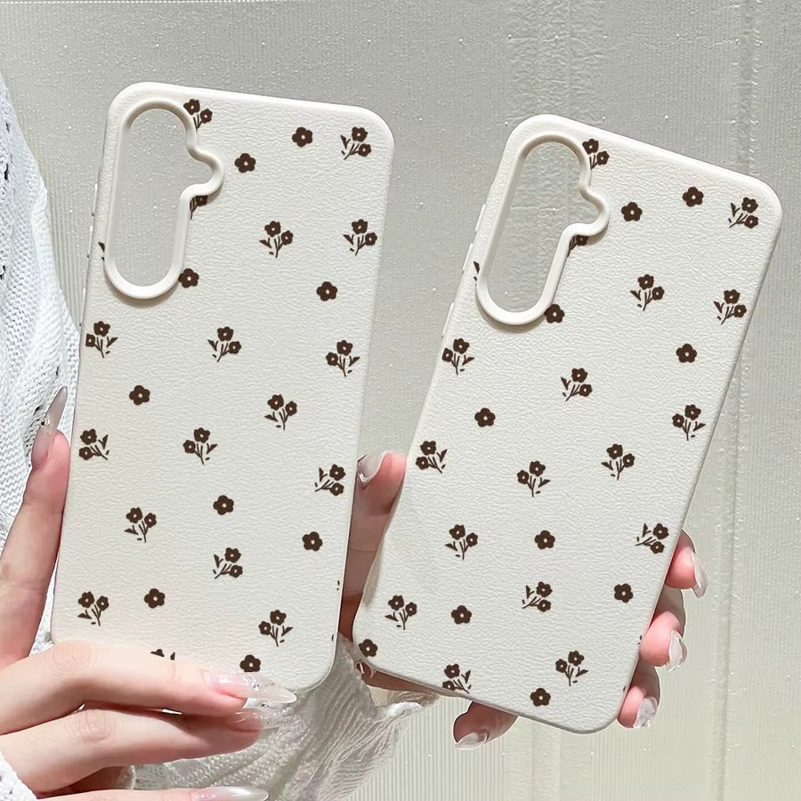 Blumen-Handyhülle aus weichem Leder für Samsung Galaxy S25 Ultra S24 FE S23 A56 5G A16 A17 A55 A36 A53 A35 A34 A06 A07 A26 A05S in Weiß - Bild 2