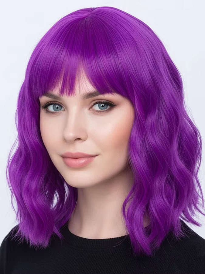 MSIWIGS Bob-Perücke mit Pony, lila, synthetisch, Damen - Bild 4
