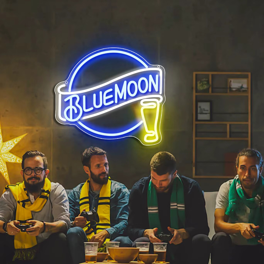 Blue Moon Bar Neonschild-Dekoration in Blau und Weiß für Bar, Schlafzimmer und Kneipe - Bild 3