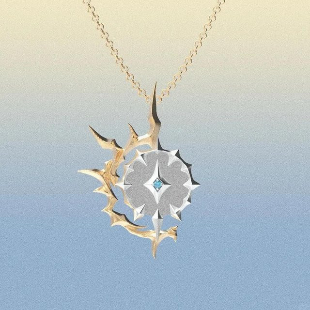Halskette Metall, Gold, Kristall, Unisex - Bild 1