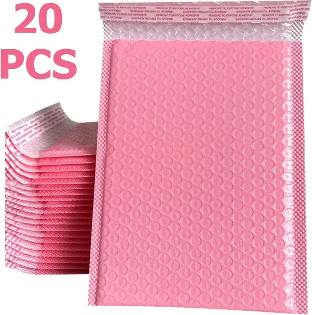 20 Stück selbstklebende Poly-Luftpolsterumschläge aus Kunststoff in Rosa, Grün, Blau und Schwarz - Bild 1