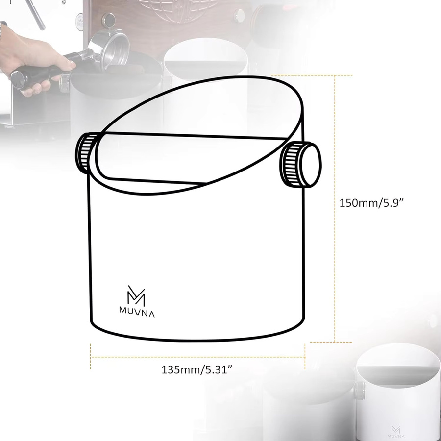MUVNA Espresso-Klopfbox aus Edelstahl mit abnehmbarem Klopfstangen-Schock und rutschfester Basis, Farben: Weiß/Schwarz - Bild 4