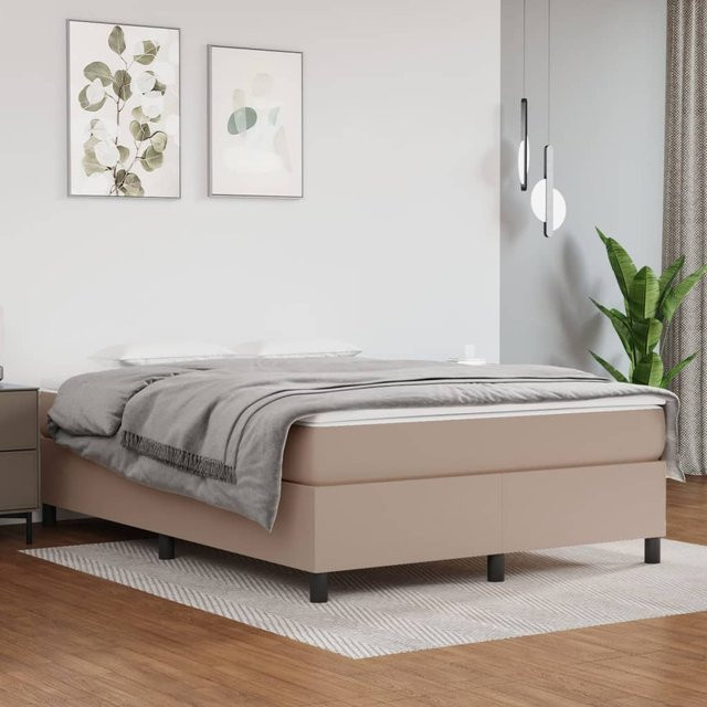 vidaXL Boxspringbett aus Kunstleder in Cappuccino-Braun, B/T/H: 140 x 200 x 35 cm - Bild 2