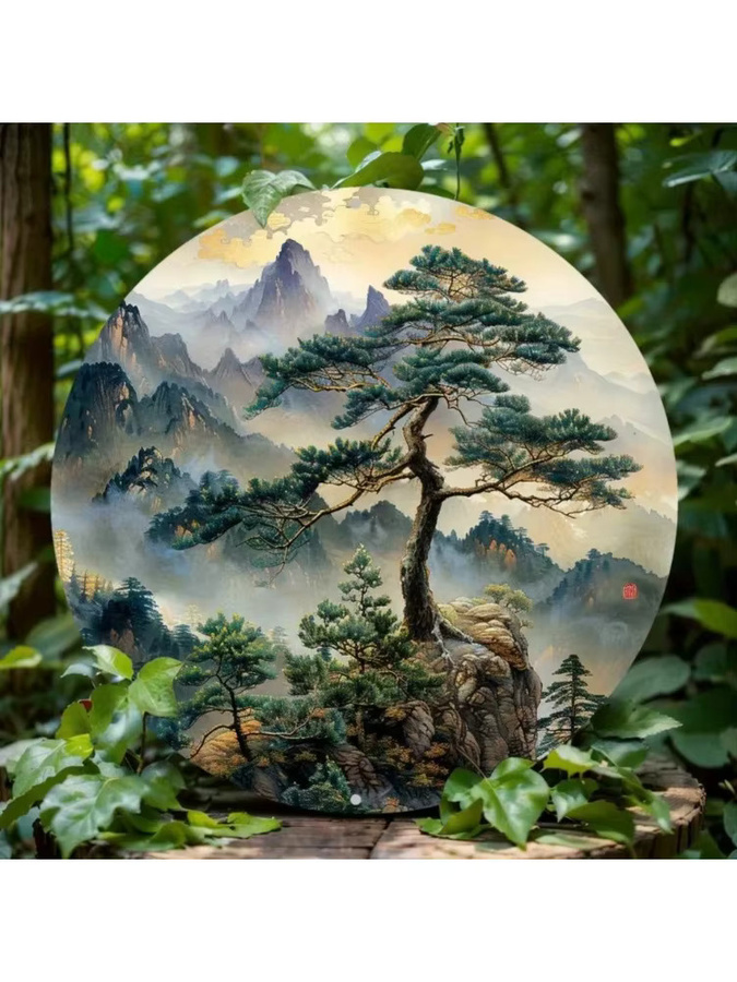 Potdemiel Rundschild Kiefernbaum aus Aluminium Durchmesser: 20 cm - Bild 4