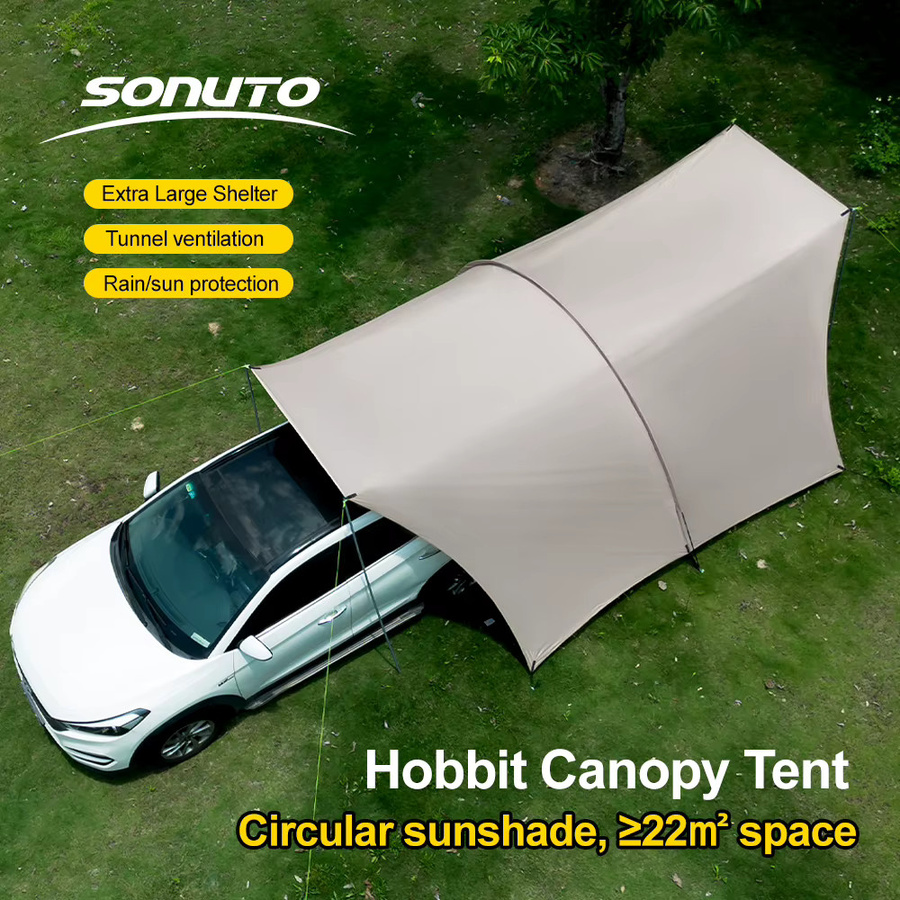 Sonuto Campingzelt mit Silberbeschichtung und UV-Schutz, wind- und regendichtes Überdachungszelt für den Außenbereich, Farbe: Silber/Beige, B/T/H: 550 x 400 x 220 cm - Bild 2