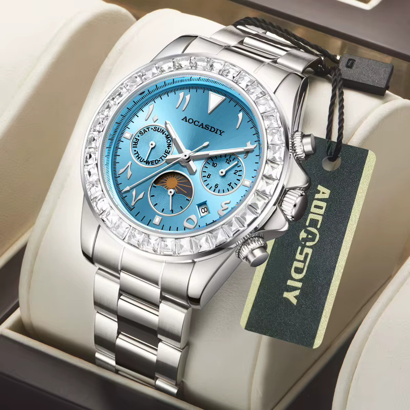 AOCASDIY Herrenuhr, Automatik, Edelstahl, Blau, Herren - Bild 1
