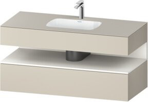 Duravit Einbauwaschtisch-Möbel-Set Qatego in Weiß und Beige mit Konsole und Nischenunterschrank, B/T/H: 120 x 55 x 60 cm - Bild 1