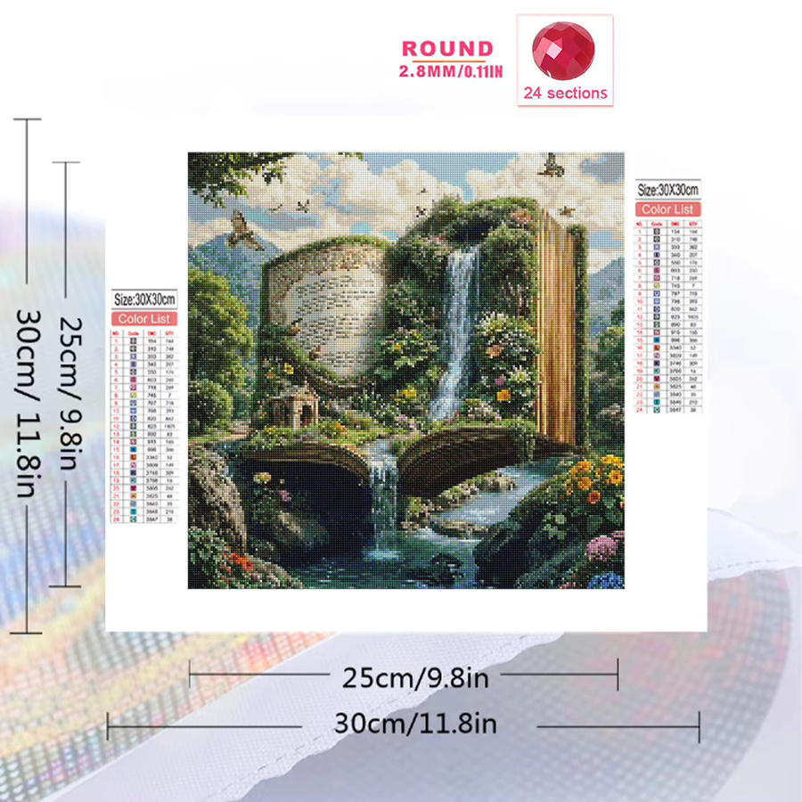 Momoart Diamantmalerei-Set mit abstrakten Landschaftsmotiven in Mehrfarbig, rund, 20 x 20 cm - Bild 2