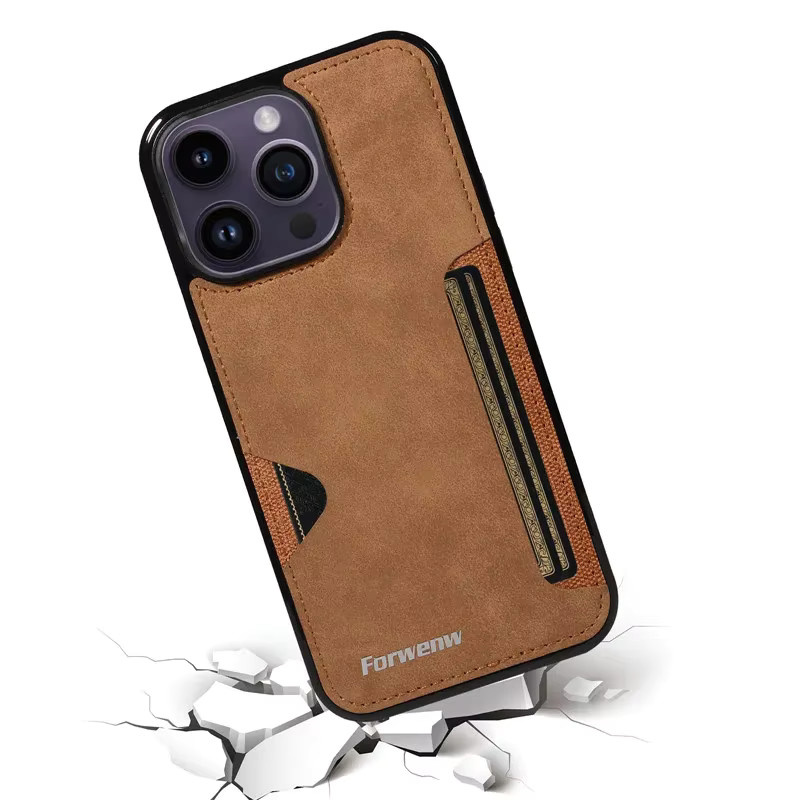 EUCAGR Luxus Leder Handyhülle für iPhone mit stoßfester weicher Rückseite in Grün und Braun - Bild 3