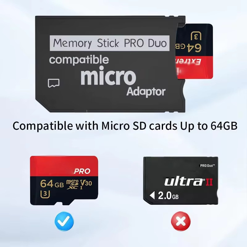 RGeek Mini Memory Stick Pro Duo Kartenleser mit Micro SD TF auf MS Adapter in Schwarz - Bild 3