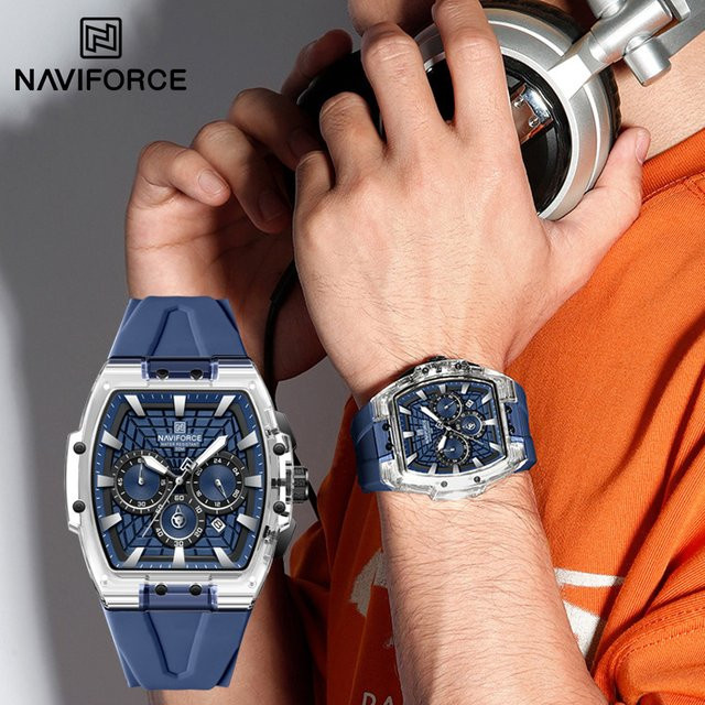 NAVIFORCE Chronograph-Armbanduhr, Quarz, Edelstahl, Blau, Herren - Bild 1