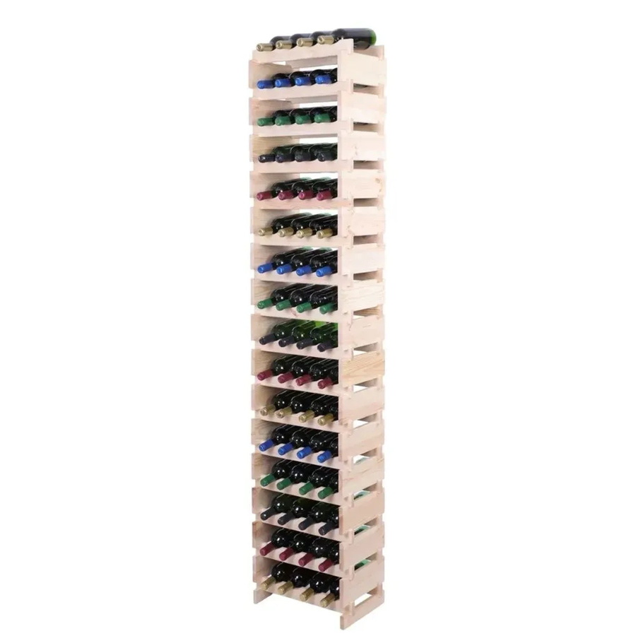 PROREGAL Weinregal VINOTECA FLEX aus massivem Kiefernholz, Natur unbehandelt, braun, H x B x T: 219 x 46 x 32 cm, Platz für 64 Flaschen auf 16 Ebenen - Bild 2